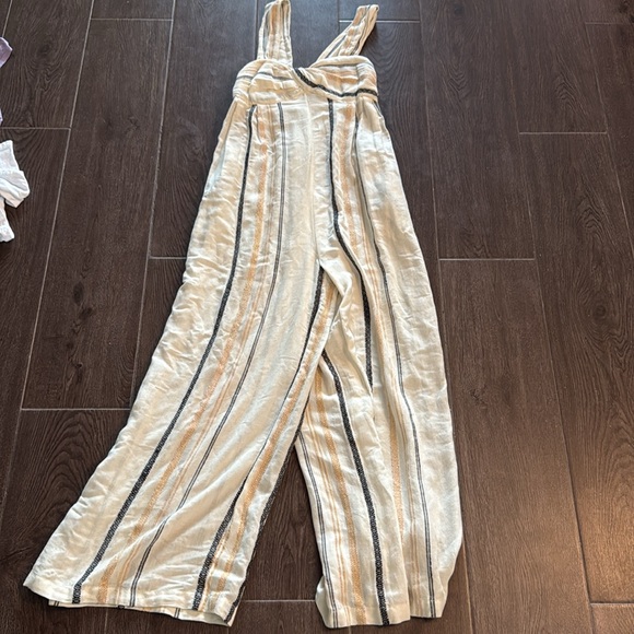 Free People Cream and Black Striped Jumpsuit - Picture 3 of 12